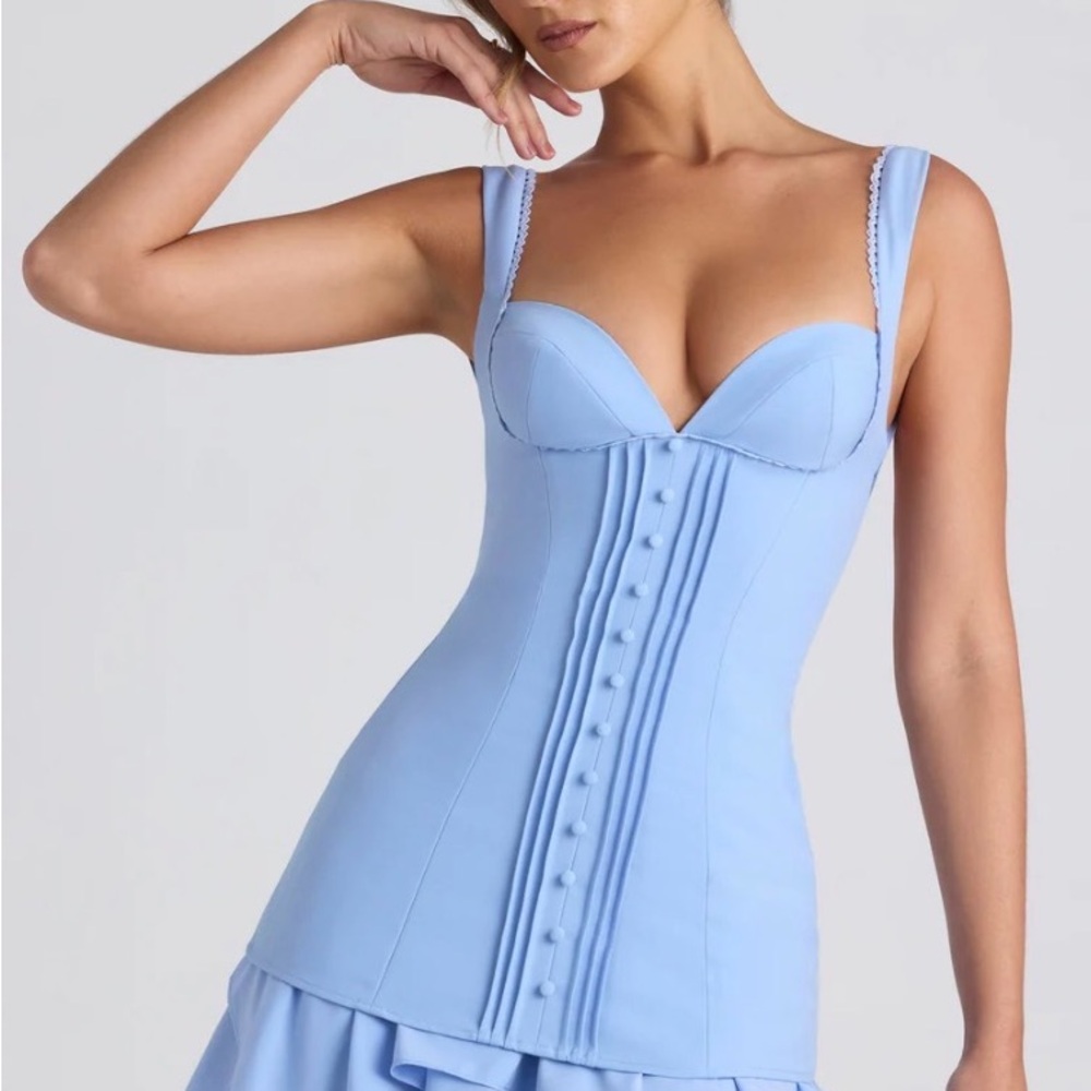 Oh Polly Elegant Backless Sky Blue Dress